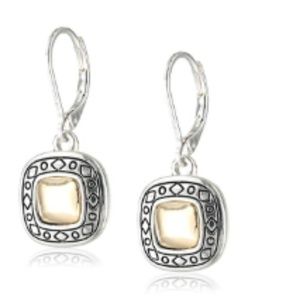 Two-Tone Leverback Drop Earrings